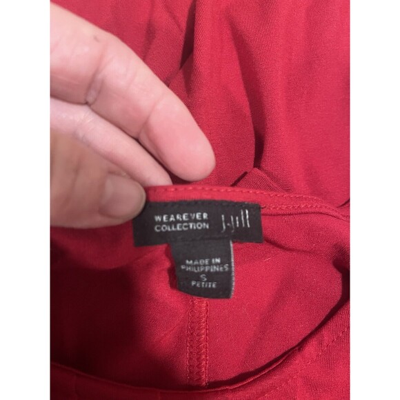 J. Jill Wearever Collection Red Pleated Dress, 3/4 Sleeves, Petite Small - Picture 4 of 9